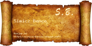Simicz Bence névjegykártya